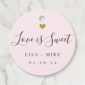 Liefde is Sweet Custom Wedding Snoep Roze Bedankjes Labels (Voorkant)