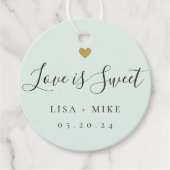 Liefde is Sweet Custom Wedding Snoep Sage Green Bedankjes Labels (Voorkant)