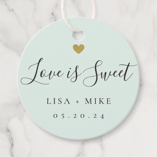 Liefde is Sweet Custom Wedding Snoep Sage Green Bedankjes Labels (Voorkant)