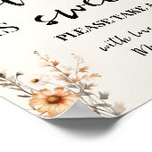 Liefde is Sweet Dessert Tafel Wildflowers Wedding Poster (Hoek)