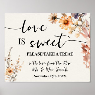 Liefde is Sweet Dessert Tafel Wildflowers Wedding Poster