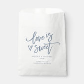 Liefde is Sweet Dusty Blue Wedding Fun Heart Bedankzakje (Voorkant)
