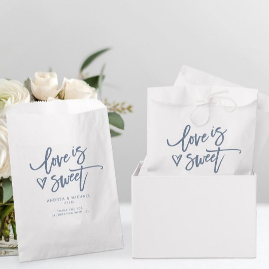 Liefde is Sweet Dusty Blue Wedding Fun Heart Bedankzakje