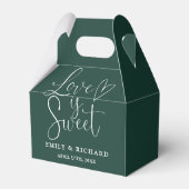 Liefde is Sweet Elegant Emerald Green Wedding Bedankdoosjes (Voorkant Zijde)