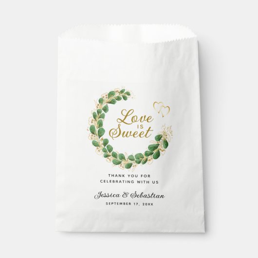 Liefde is sweet Elegant Eucalyptus Weddenschap Dan Bedankzakje (Voorkant)