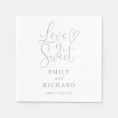 Liefde is Sweet Elegant Modern Dusty Blue Wedding Servet (Voorkant)