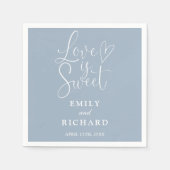 Liefde is Sweet Elegant Modern Dusty Blue Wedding Servet (Voorkant)