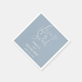 Liefde is Sweet Elegant Modern Dusty Blue Wedding Servet (Hoek)