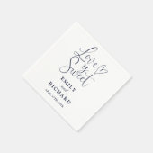 Liefde is Sweet Elegant Modern Navy Blue Wedding Servet (Hoek)