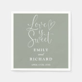 Liefde is Sweet Elegant Modern Sage Green Wedding Servet (Voorkant)