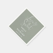 Liefde is Sweet Elegant Modern Sage Green Wedding Servet (Hoek)