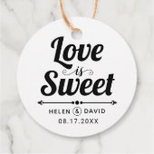 Liefde is Sweet elegante typografie bruiloft Bedankjes Labels (Achterkant)