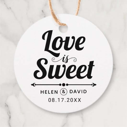 Liefde is Sweet elegante typografie bruiloft Bedankjes Labels (Achterkant)