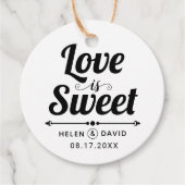 Liefde is Sweet elegante typografie bruiloft Bedankjes Labels (Voorkant)