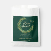 Liefde is Sweet Emerald Green en Gold Wedding Bedankzakje (Voorkant)
