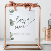 Liefde is Sweet Eucalyptus Sage Green Vrijgezellen Reclamebord Met Voetstuk