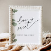 Liefde is Sweet Eucalyptus Sage Green Vrijgezellen Reclamebord Met Voetstuk