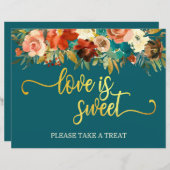 Liefde is Sweet Favors Sign - Blauwgroen en Oranje (Voorkant / Achterkant)