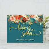 Liefde is Sweet Favors Sign - Blauwgroen en Oranje (Staand voorkant)
