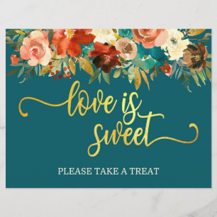 Liefde is Sweet Favors Sign - Blauwgroen en Oranje