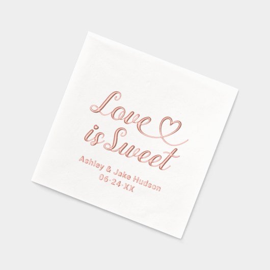 Liefde is Sweet Gepersonaliseerde Hart Script Wedd Folie Servetten (Links)