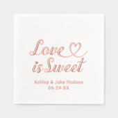 Liefde is Sweet Gepersonaliseerde Hart Script Wedd Folie Servetten (Voorkant)