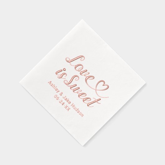 Liefde is Sweet Gepersonaliseerde Hart Script Wedd Folie Servetten (Rechts)
