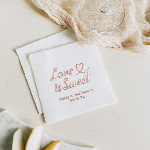 Liefde is Sweet Gepersonaliseerde Hart Script Wedd Folie Servetten