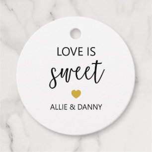 Liefde is Sweet Gift Labels, Gold Wedding of Showe Bedankjes Labels