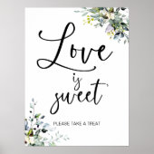 Liefde is Sweet Greenery Vrijgezellenfeest Sign Poster (Voorkant)