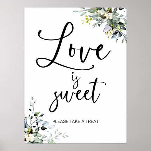 Liefde is Sweet Greenery Vrijgezellenfeest Sign Poster (Voorkant)