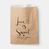 Liefde is Sweet Modern Heart Script Kraft Wedding Bedankzakje (Voorkant)
