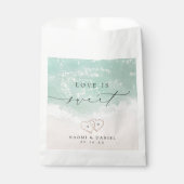 Liefde is Sweet Modern Script Beach Sand Hearts Bedankzakje (Voorkant)
