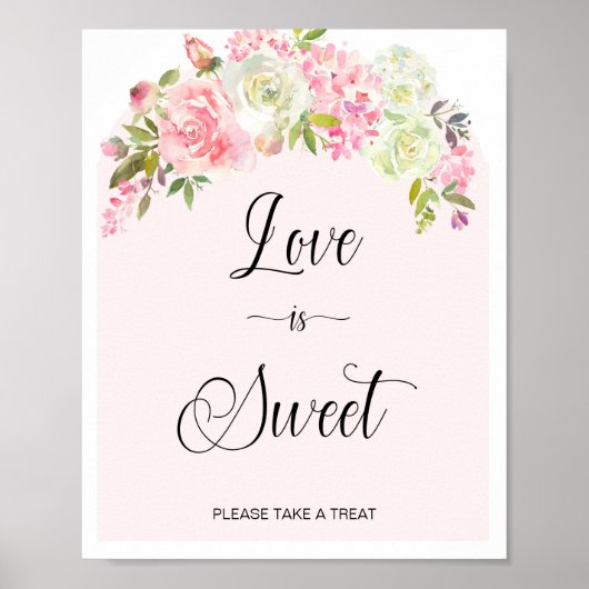 Liefde is Sweet Neem een Treat Blush & Cream Sign. Poster (Voorkant)