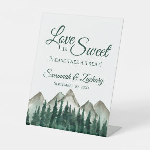 Liefde is Sweet Neem een Treat gebergte en Pijnen Reclamebord Met Voetstuk