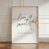 Liefde is Sweet Neutral Bow Vrijgezellenfeest Stro Reclamebord Met Voetstuk