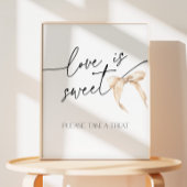 Liefde is Sweet Neutral Bow Vrijgezellenfeest Stro Reclamebord Met Voetstuk