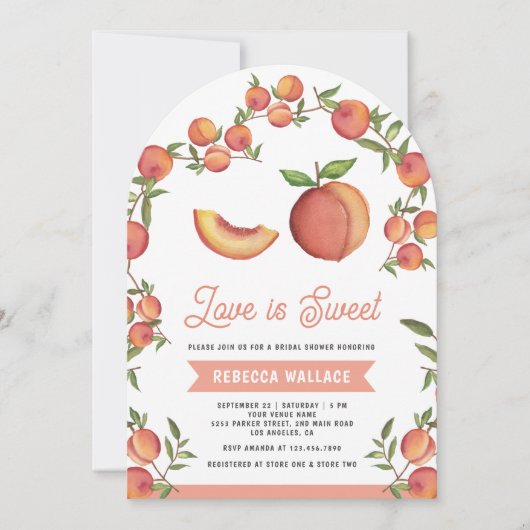 Liefde is Sweet Peach Fruit Arch Vrijgezellenfeest Kaart (Voorkant)