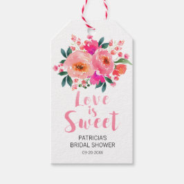 Liefde is Sweet Pink Floral Vrijgezellenfeest Favo Cadeaulabel