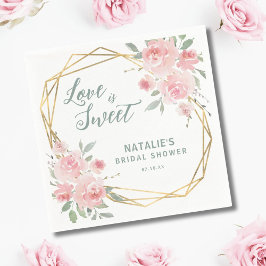 Liefde is Sweet Pink Floral Vrijgezellenfeest serv Servet