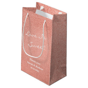 Liefde is Sweet Pink Rose Gold Script Huwelijksgun Klein Cadeauzakje