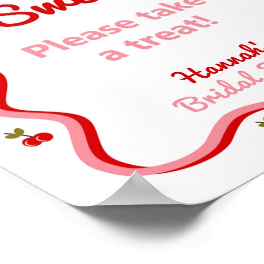 Liefde is Sweet Retro Cherry Vrijgezellenfeest tek Poster (Hoek)