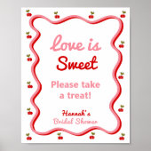 Liefde is Sweet Retro Cherry Vrijgezellenfeest tek Poster (Voorkant)