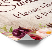 Liefde is Sweet Rustic Wood Burgundy Floral Sign Poster (Hoek)