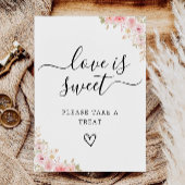 Liefde is Sweet Sign Printable, Roos Wedding Kaart