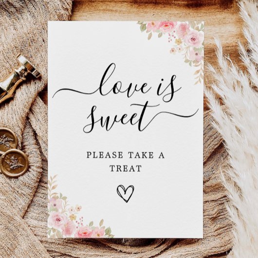Liefde is Sweet Sign Printable, Roos Wedding Kaart