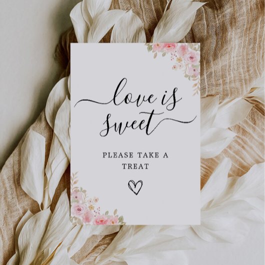 Liefde is Sweet Sign Printable, Roos Wedding Kaart
