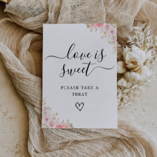 Liefde is Sweet Sign Printable, Roos Wedding Kaart