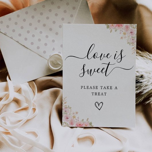 Liefde is Sweet Sign Printable, Roos Wedding Kaart