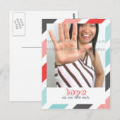 Liefde is... Sweet Stripes Border Foto Briefkaarte Briefkaart (Voorkant / Achterkant)